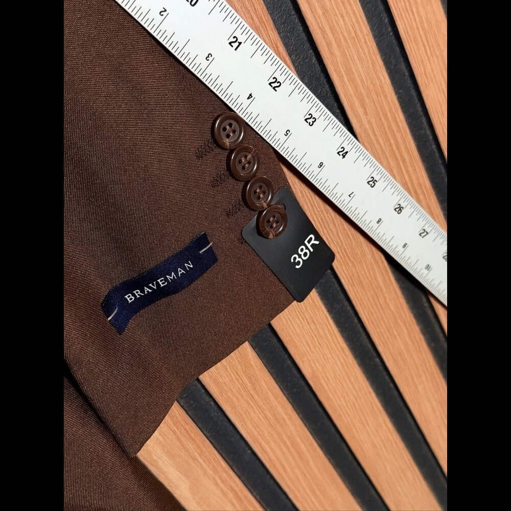 BraveMan Blazer 38R Men’s Brown Slim Fit 2 Button Suit Jacket - Picture 5 of 8